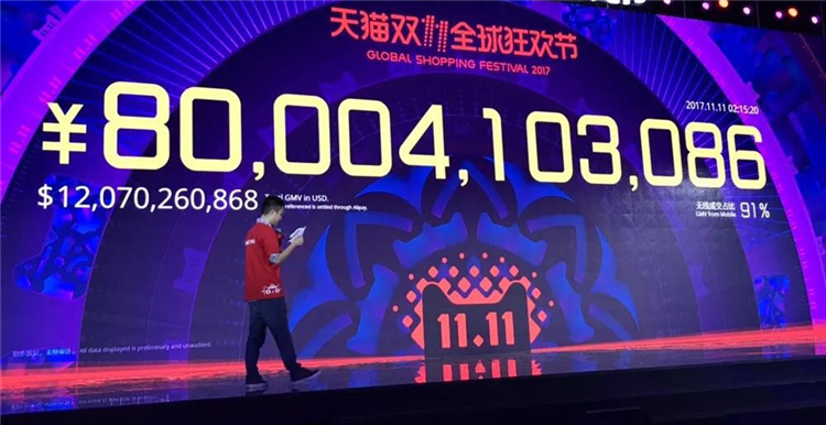 天猫双十一开场一小时，62家品牌首批加入“亿元俱乐部”