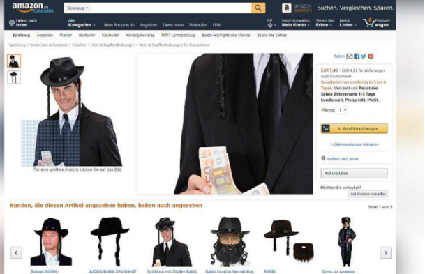 亚马逊、eBay上架反犹太人商品惹争议：相关产品现已被移除