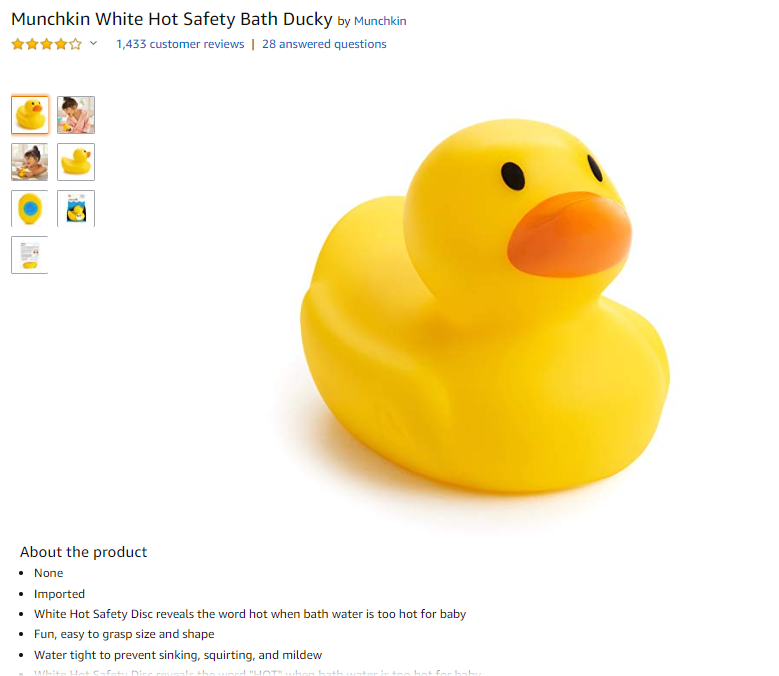 当婴儿洗澡水过热时,橡胶鸭子会显示"hot"字样.