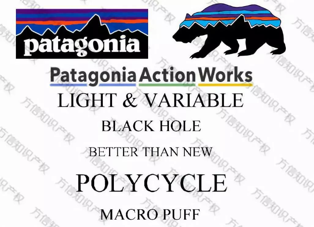 (图为patagonia品牌注册商标)由于产品线丰富,patagonia的商标涵盖18