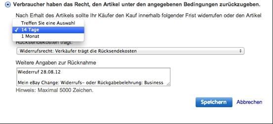 eBay德国站:需使用新版德语退货条款 eBay德国站:需使用新版德语退货条款