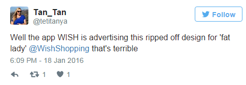 因为产品标题用的“Fat Lady”，移动购物应用Wish又被外媒点名了