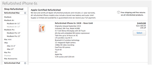 苹果官网首次出售翻新iPhone 6S和6S Plus