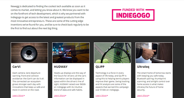 学亚马逊？新蛋与美国众筹网站Indiegogo合作，推奇特科技产品