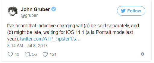 iPhone 8将于9月初发布，无线充电器或将作为独立配件出售，Home键和Touch ID遭摒弃