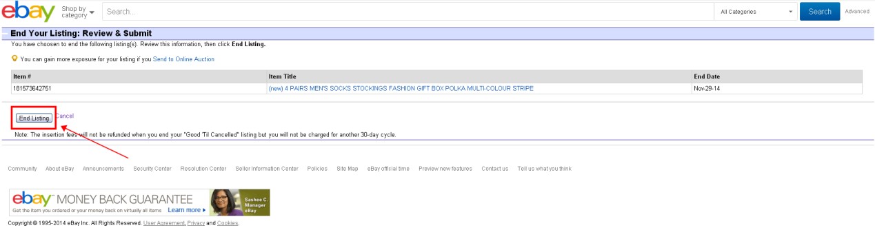 eBay可以提前结束拍卖刊登吗？