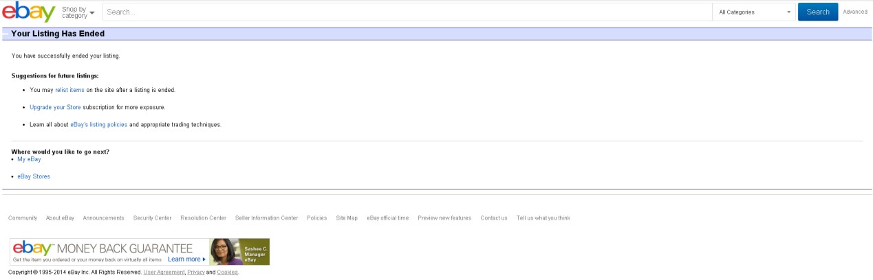 eBay可以提前结束拍卖刊登吗？