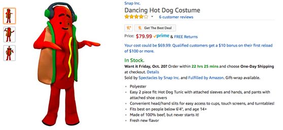 Snapchat尬舞新网红——“跳舞热狗”出服装了，第一天就火了