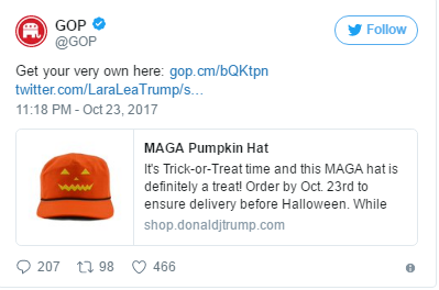 特朗普政府推萬圣節版本“Make America Great Again”帽子，售價45美元被搶購一空