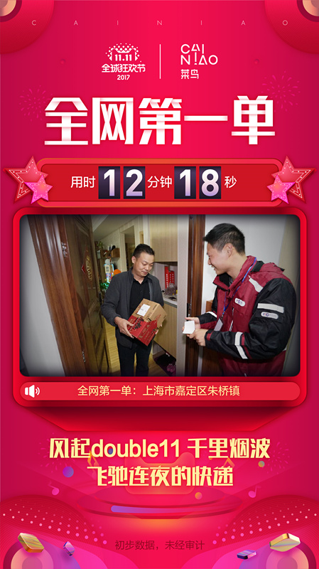 菜鸟智慧物流预测爆品下沉，天猫双十一第一单仅用12分钟 