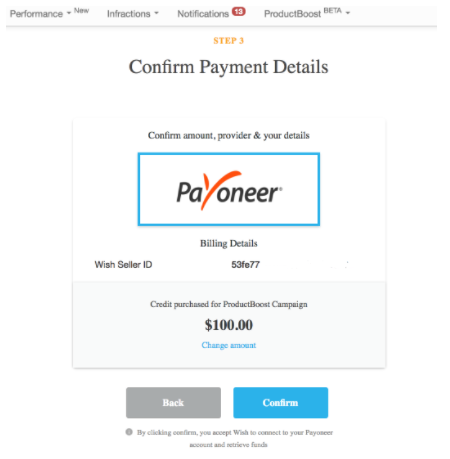 Wish商户如何使用Payoneer购买ProductBoost额度？