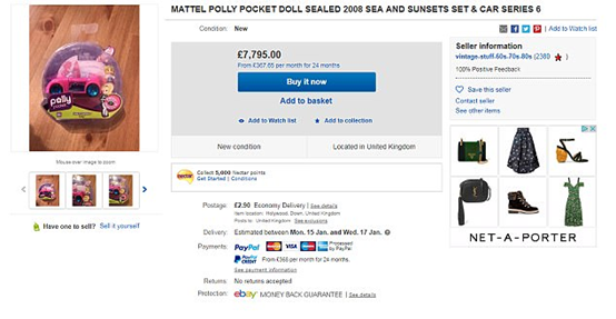 蒙尘的玩具也能卖出高价，eBay上Polly Pocket已卖到7000多英镑了！