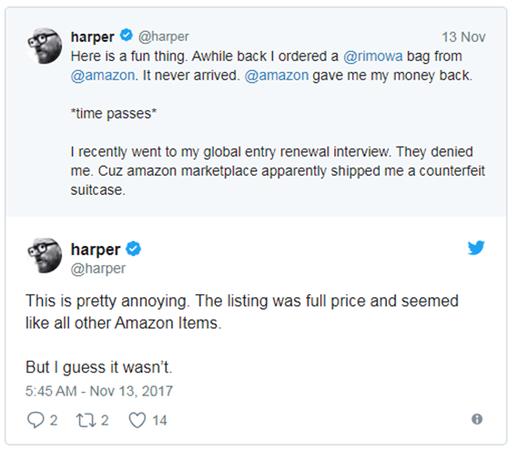 惊！亚马逊买家竟因误购假货被美国海关列入黑名单