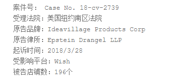 这回196个Wish卖家被告！赶紧排查可能侵权Ideavillage的产品