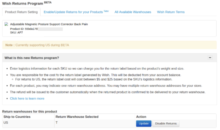 Wish Express美国退货项目是什么，如何开启产品退货功能？