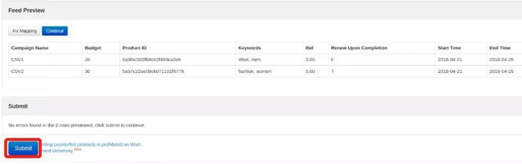 使用CSV文件批量设置Wish ProductBoost活动的步骤