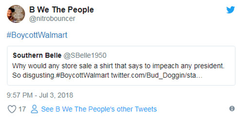 因售有反特朗普商品遭网友抵制，沃尔玛迫于压力将其下架