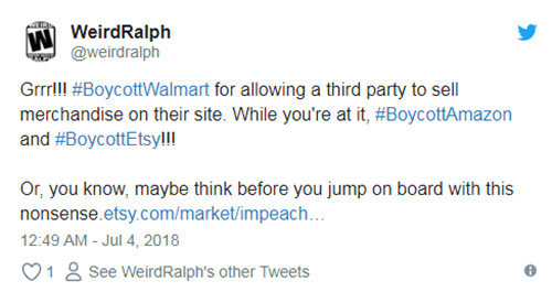 因售有反特朗普商品遭网友抵制，沃尔玛迫于压力将其下架