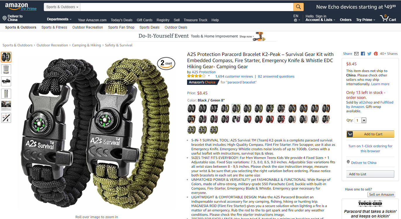 亚马逊上35款最实用的逃生用品，灾害频发季节或被疯狂抢购（上）