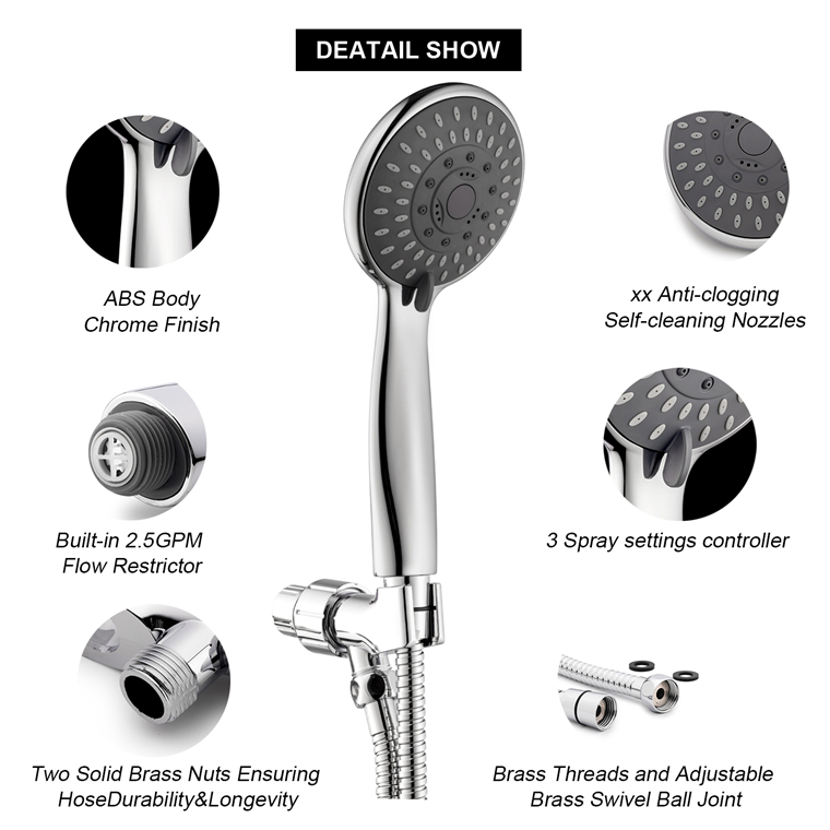 极简风顶喷花洒，五种功能任意切换