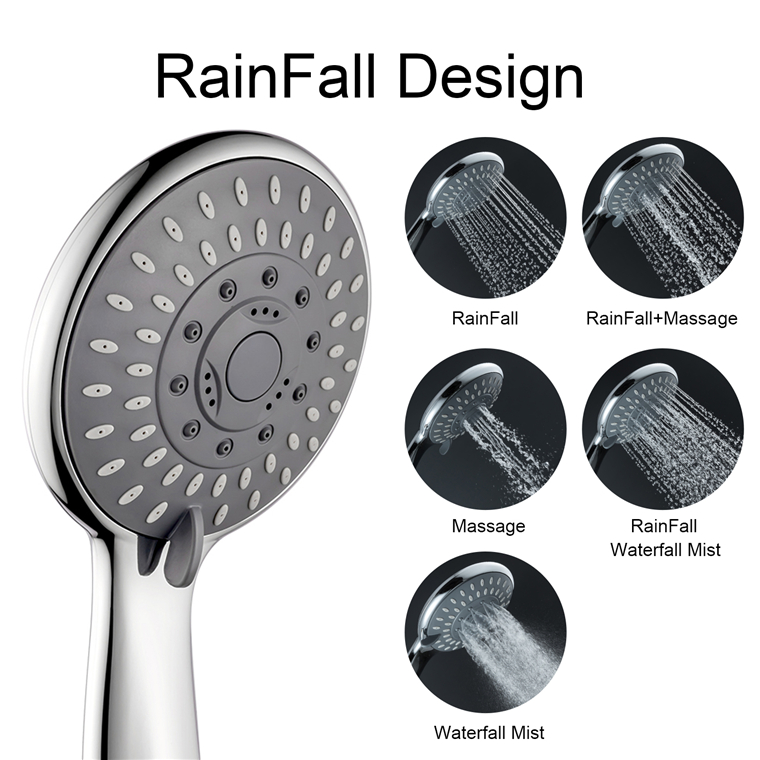 极简风顶喷花洒，五种功能任意切换