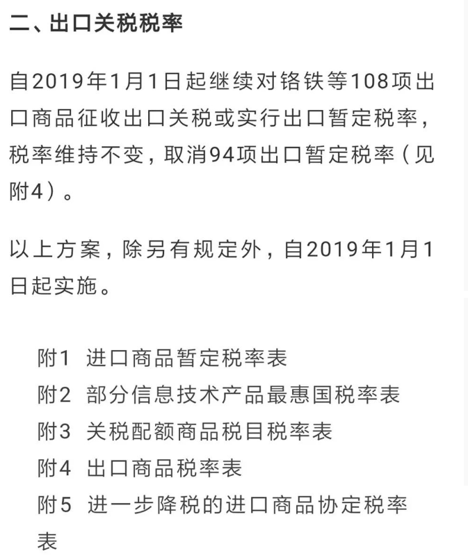 重磅!1月1日起我国调整部分进出口关税