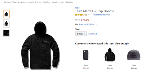 特斯拉亚马逊开网店，iPhone手机壳、杯子、帽子都有卖