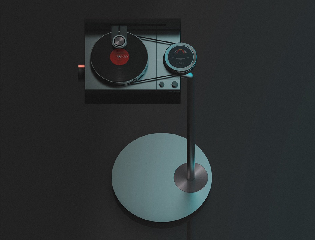 时尚现代的唱片机，多种播放功能