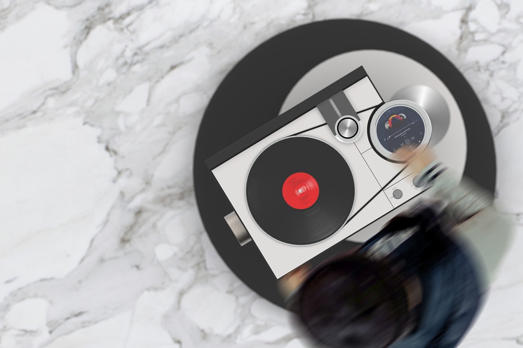 时尚现代的唱片机，多种播放功能