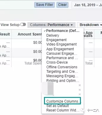 如何自定义Facebook广告账户内的数据列？