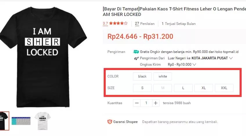 关于虾皮Shopee产品页面的选项变体问题