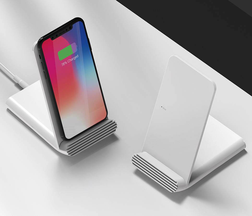 极简风无线充电器，线条流畅外观时尚