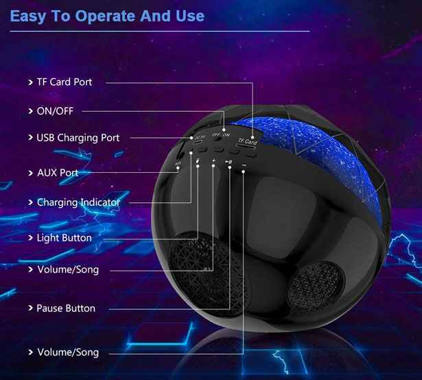遥控球型扬声器，炫酷的LED灯让你嗨到爆