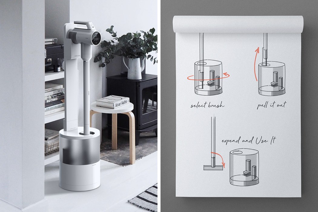 刷头吸嘴安装便捷的吸尘器，还设有直立充电站