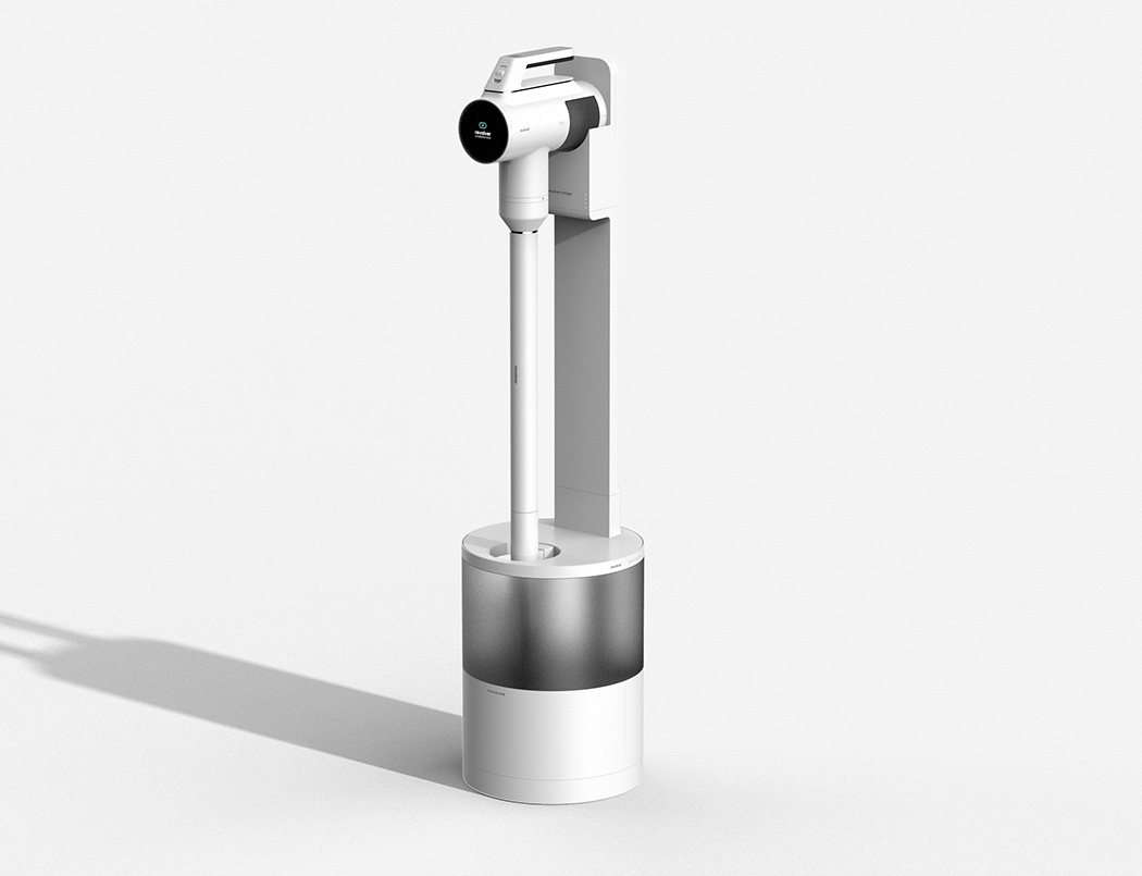 刷头吸嘴安装便捷的吸尘器，还设有直立充电站