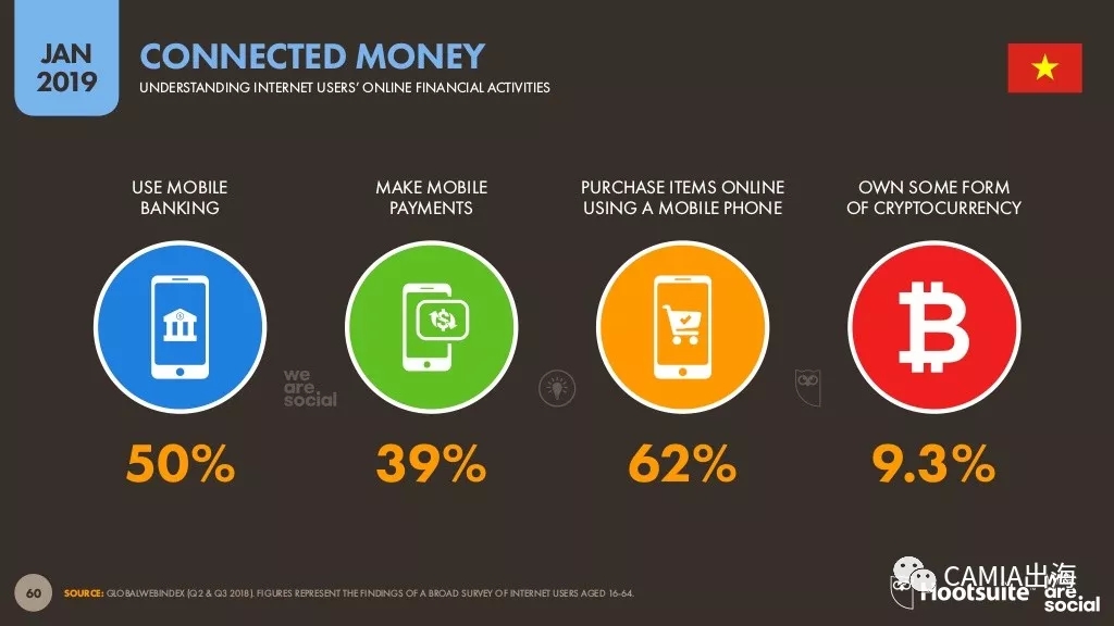 2019年数字东南亚之越南：电商行为旅游类投入最大