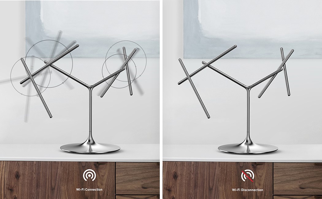 动态雕塑路由器，由旋转来感应网络好坏