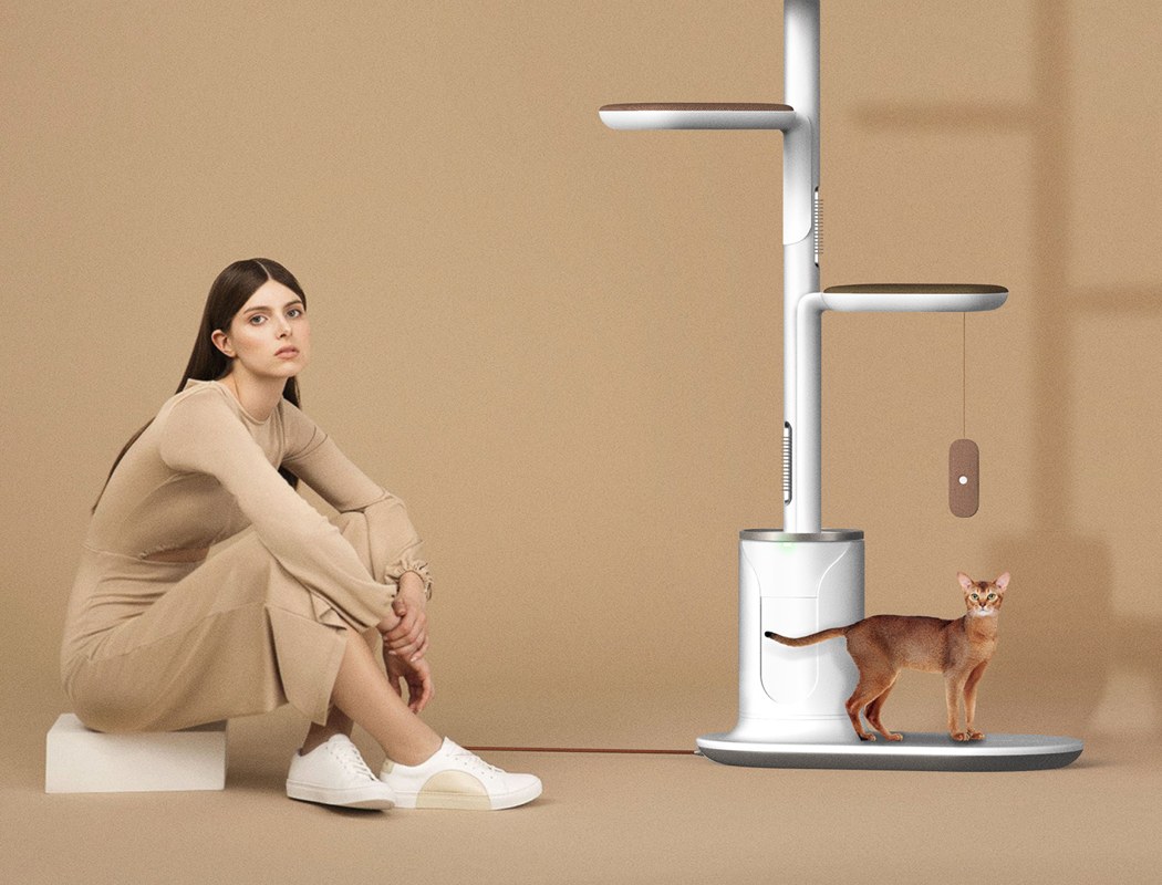 自动清理猫毛，猫塔式真空吸尘器