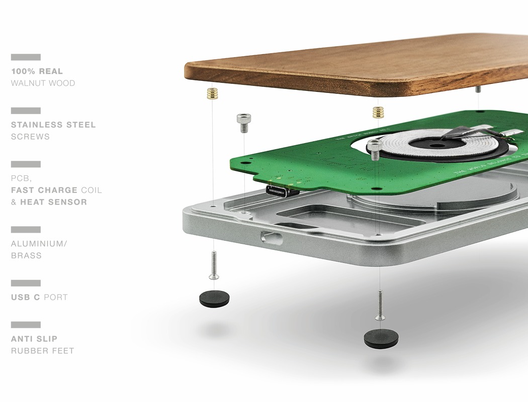 抵抗污渍，木质无线充电器