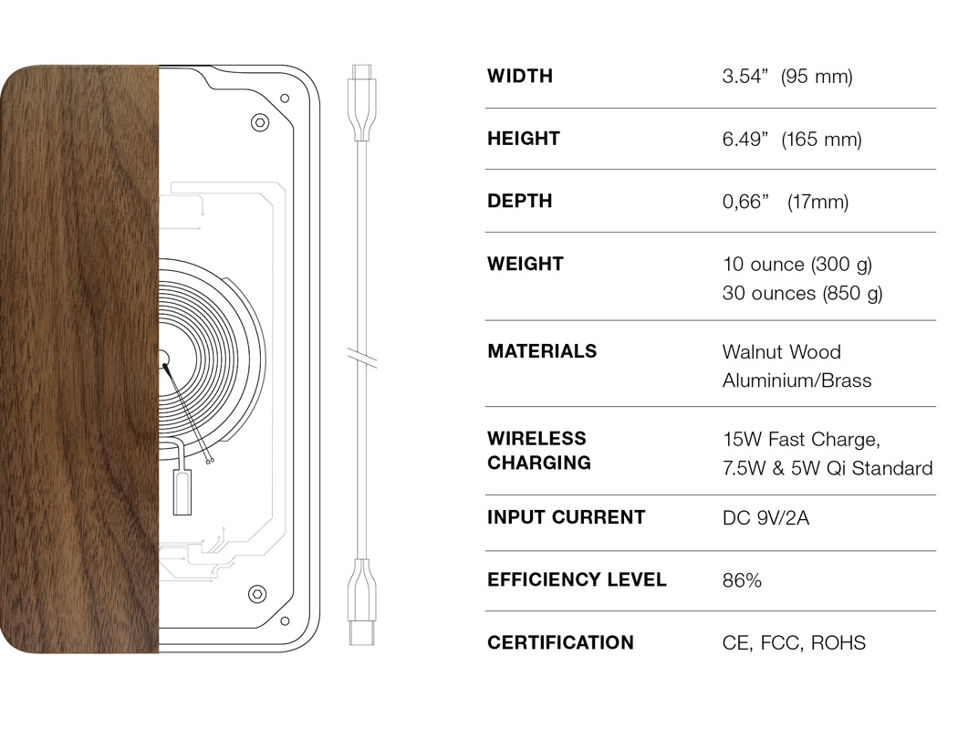 抵抗污渍，木质无线充电器