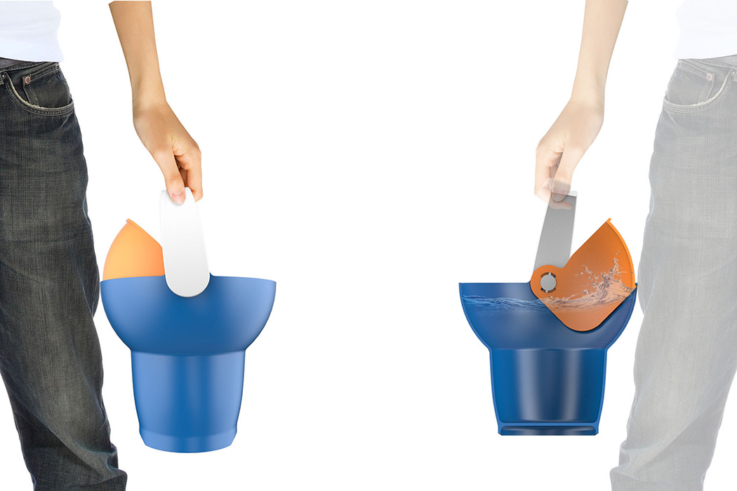 特殊设计形状的水桶，更便于倾倒液体 