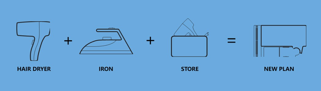 吹风机和熨斗组合设计，使忙碌的旅行者更便利