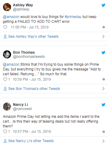  Prime Day剧情重演，网站故障又遭买家疯狂吐槽