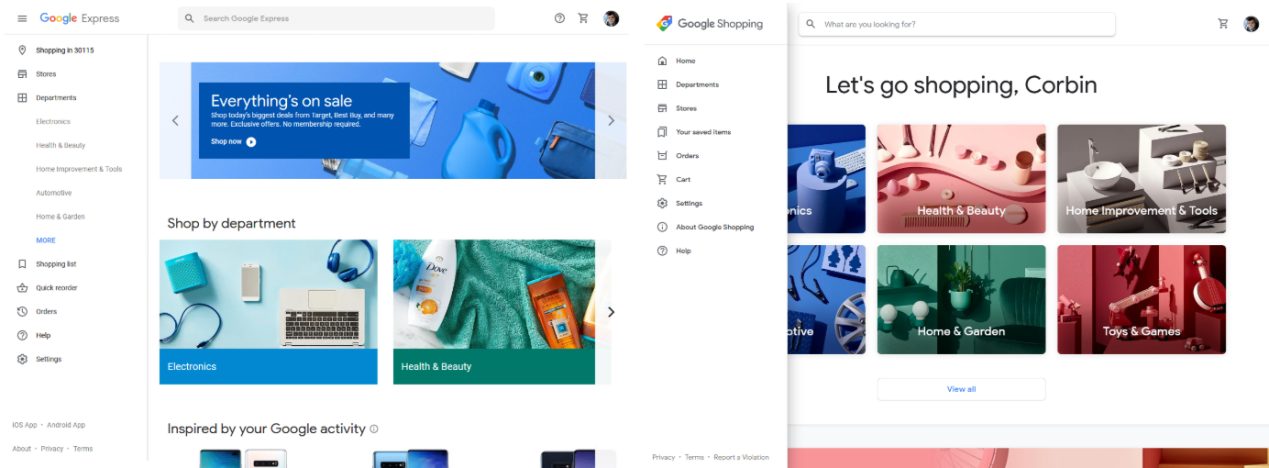 谷歌购物合并Shopping与Express，推服务新选项