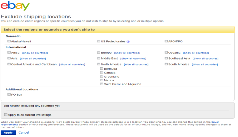 ebay如何屏蔽地区？ebay屏蔽地区列表设置