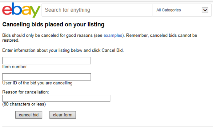 eBay卖家如何取消 Cancel bids 拍卖
