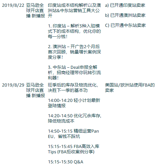 亚马逊全球开店八月官方市场活动日历火热来袭，线上线下一网打尽！