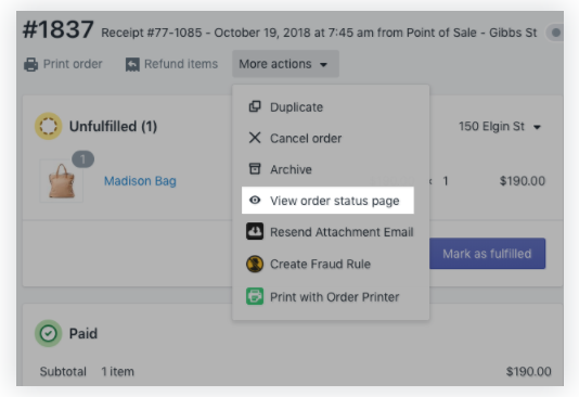 Shopify订单操作介绍：Shopify怎么查看订单的订单状态页面？