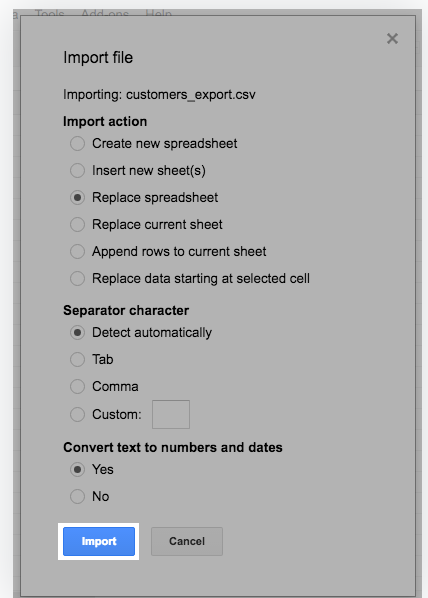 Shopify应用CSV文档文档的一些基本具体指导