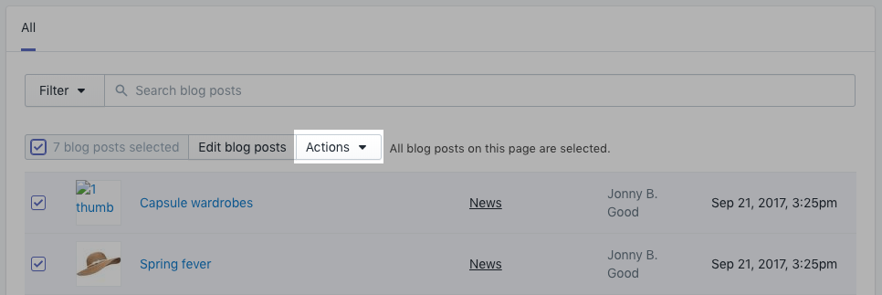Shopify后台博客模板创建、批量发布及取消操作教程